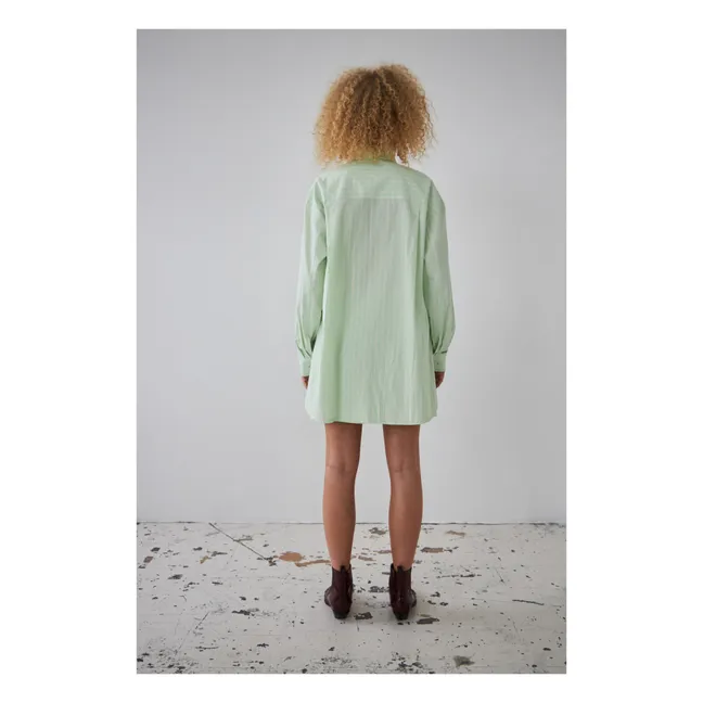 Chemise Rayée Oversize  | Vert Menthe