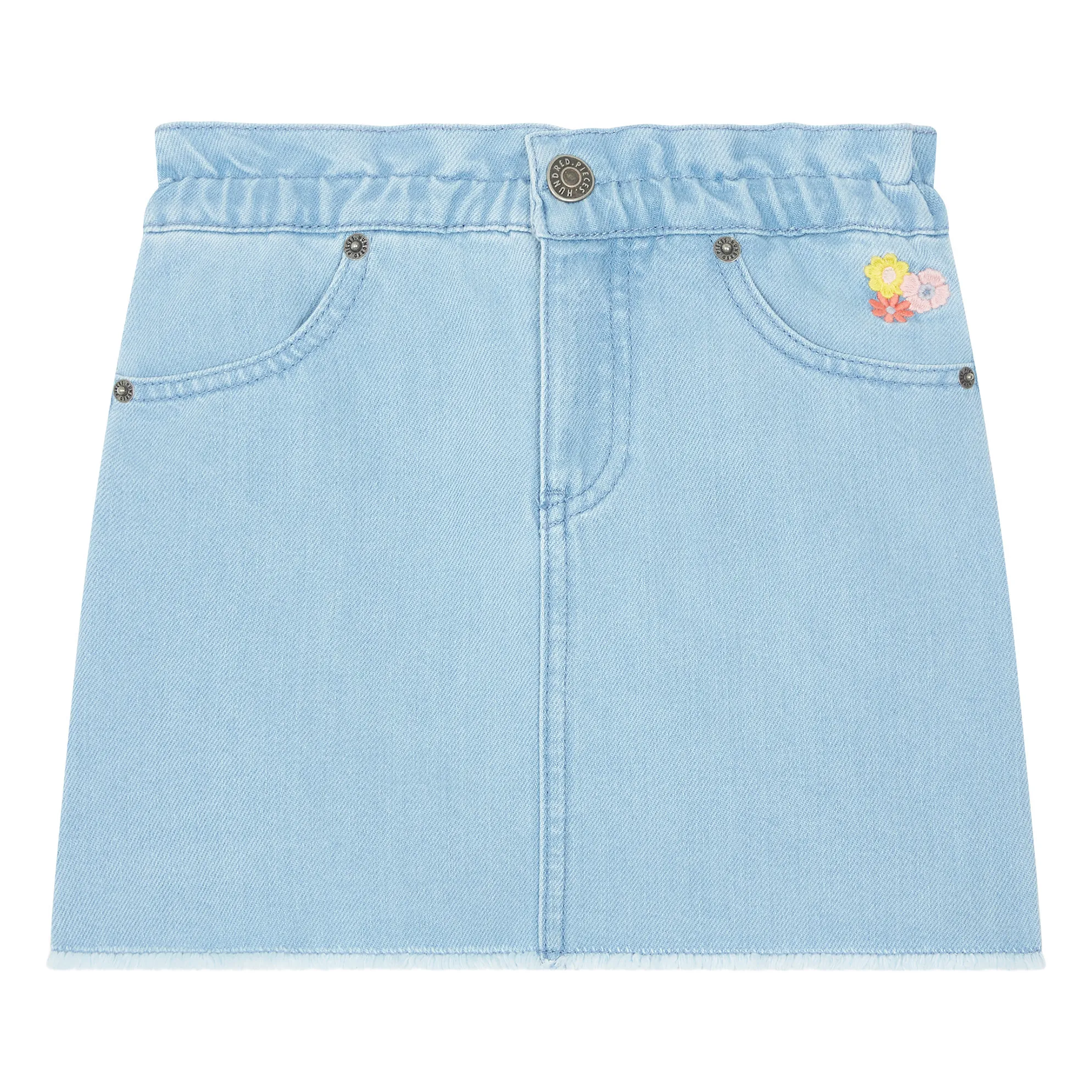 Hundred Pieces Pale Blue Embroidered Jean Skirt