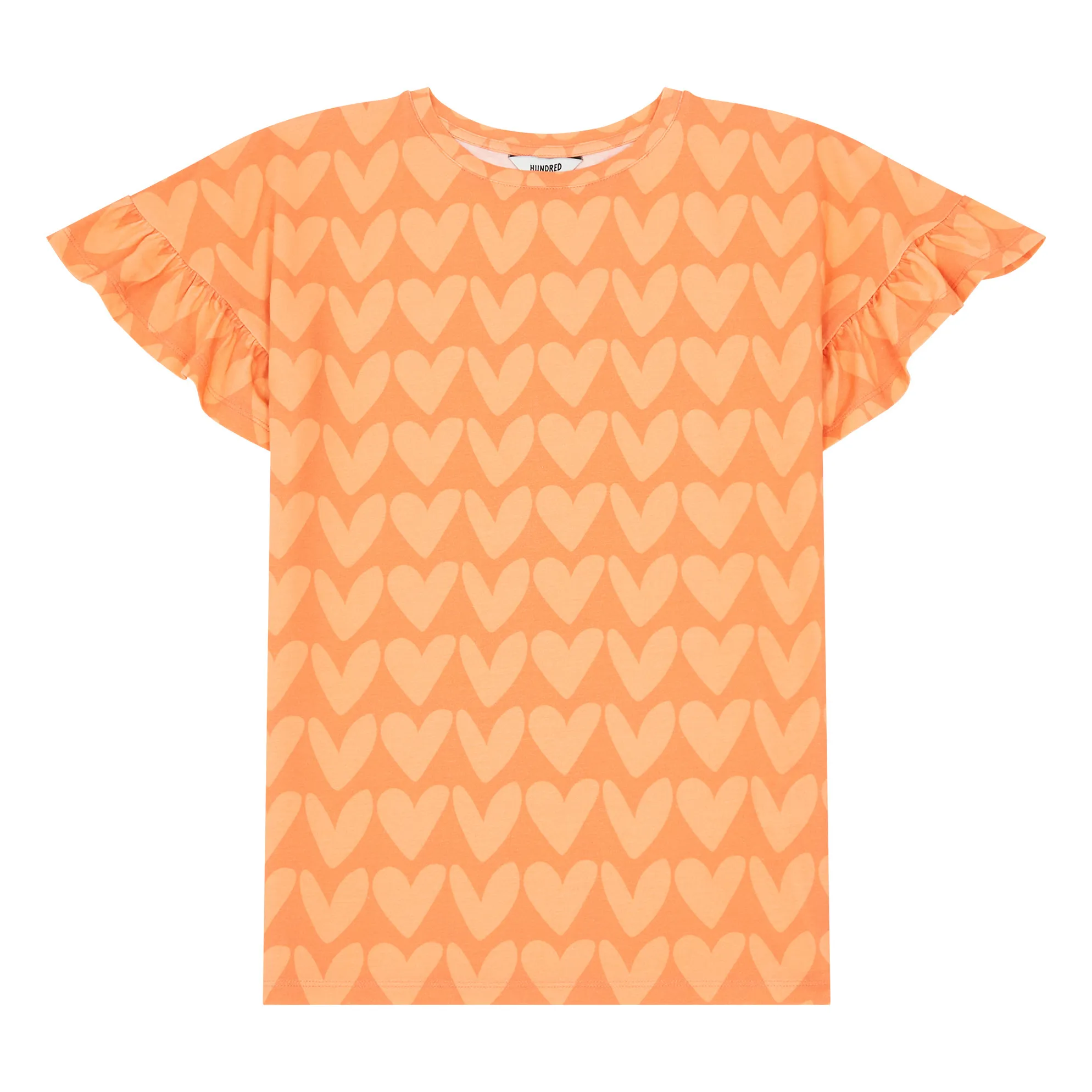 Hundred Pieces Orange Organic Cotton Ruffled Short Dress
