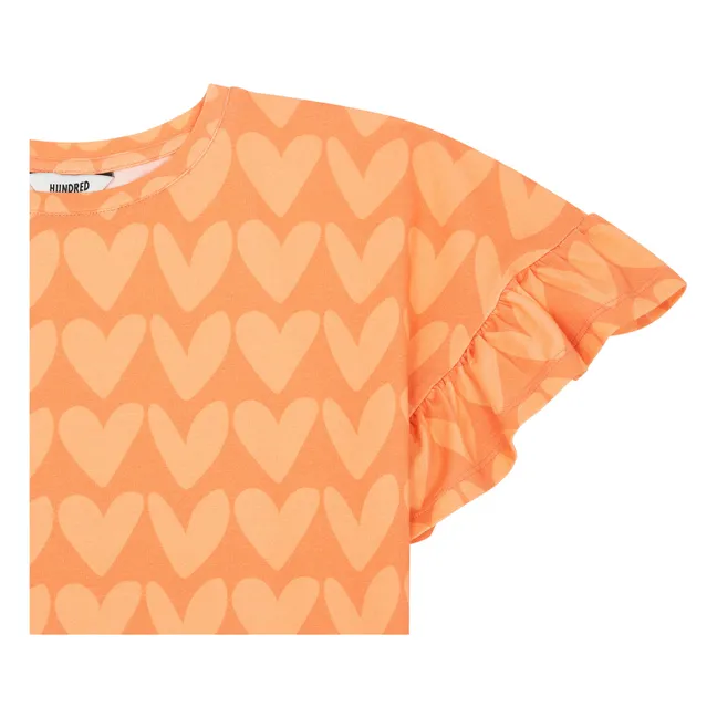 Organic cotton ruffled short dress | Orange