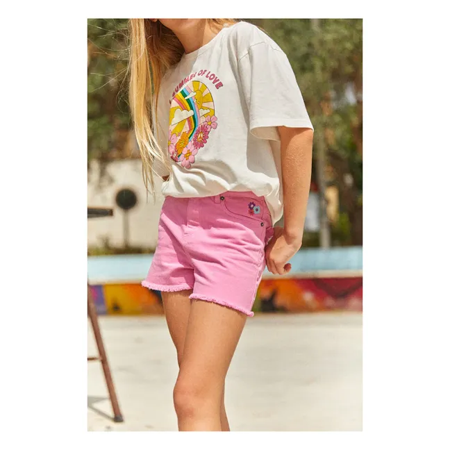 Organic denim shorts | Pink