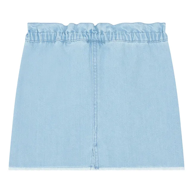 Embroidered Jean Skirt | Pale blue