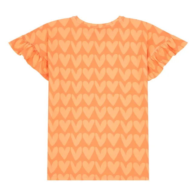 Kurzes Kleid mit Volant aus Bio-Baumwolle | Orange