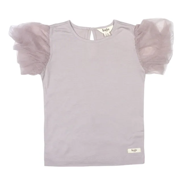Vivian Tüll Ärmel T-Shirt | Violett