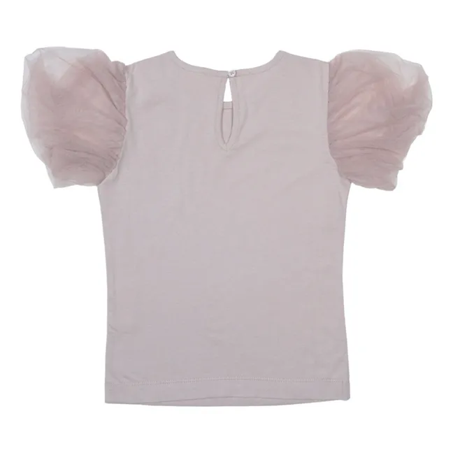 Vivian Tüll Ärmel T-Shirt | Violett
