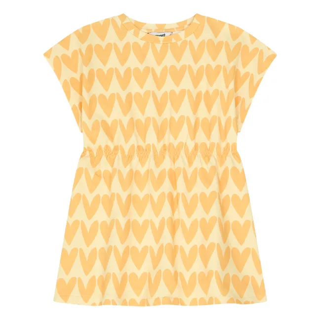 Vestido corto de algodón ecológico | Amarillo palo