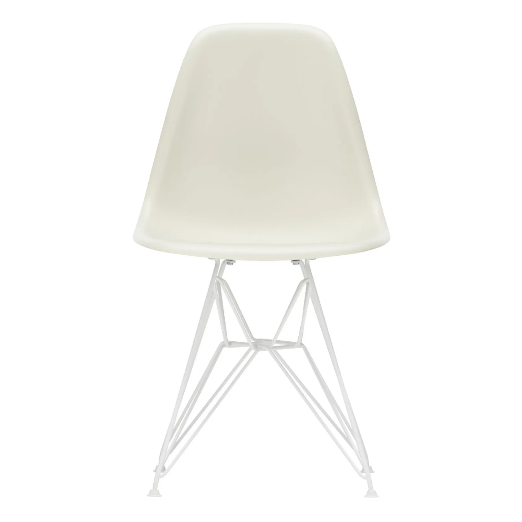 Vitra Gris Galet Dsr Plastic Chair - White Epoxy Frame - Charles & Ray Eames