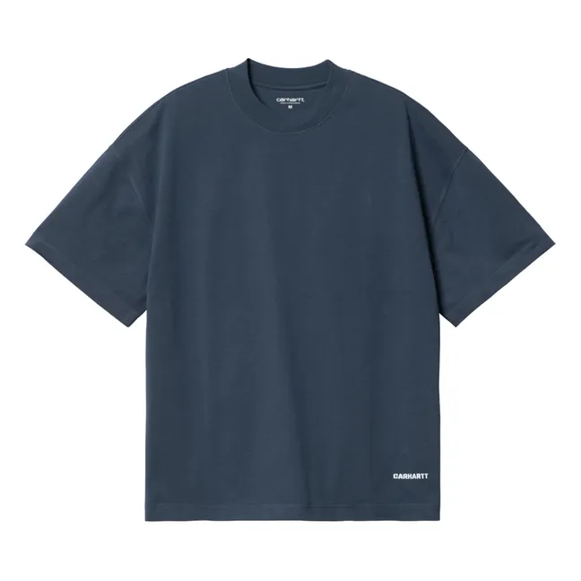 Maglietta Link Script Cotone organico | Blu marino
