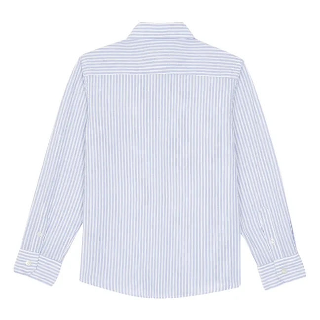 Albini Beige Printed Stripe Chambray Shirt by Proper Cloth