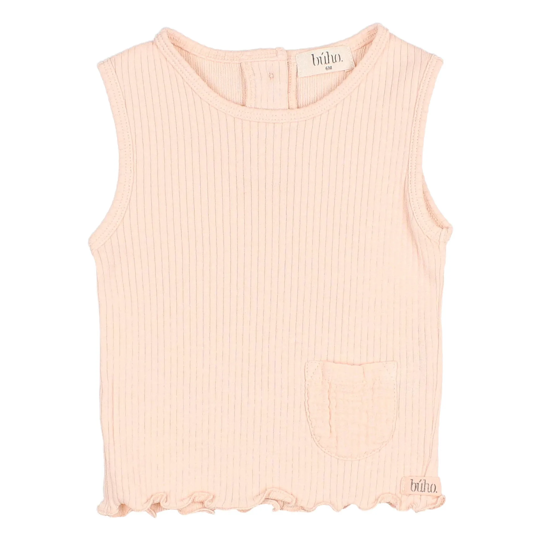 Búho Pale Pink Ribbed Pocket Tank Top