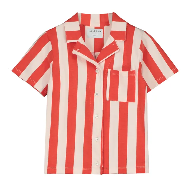 Striped Organic Cotton Shirt | Red