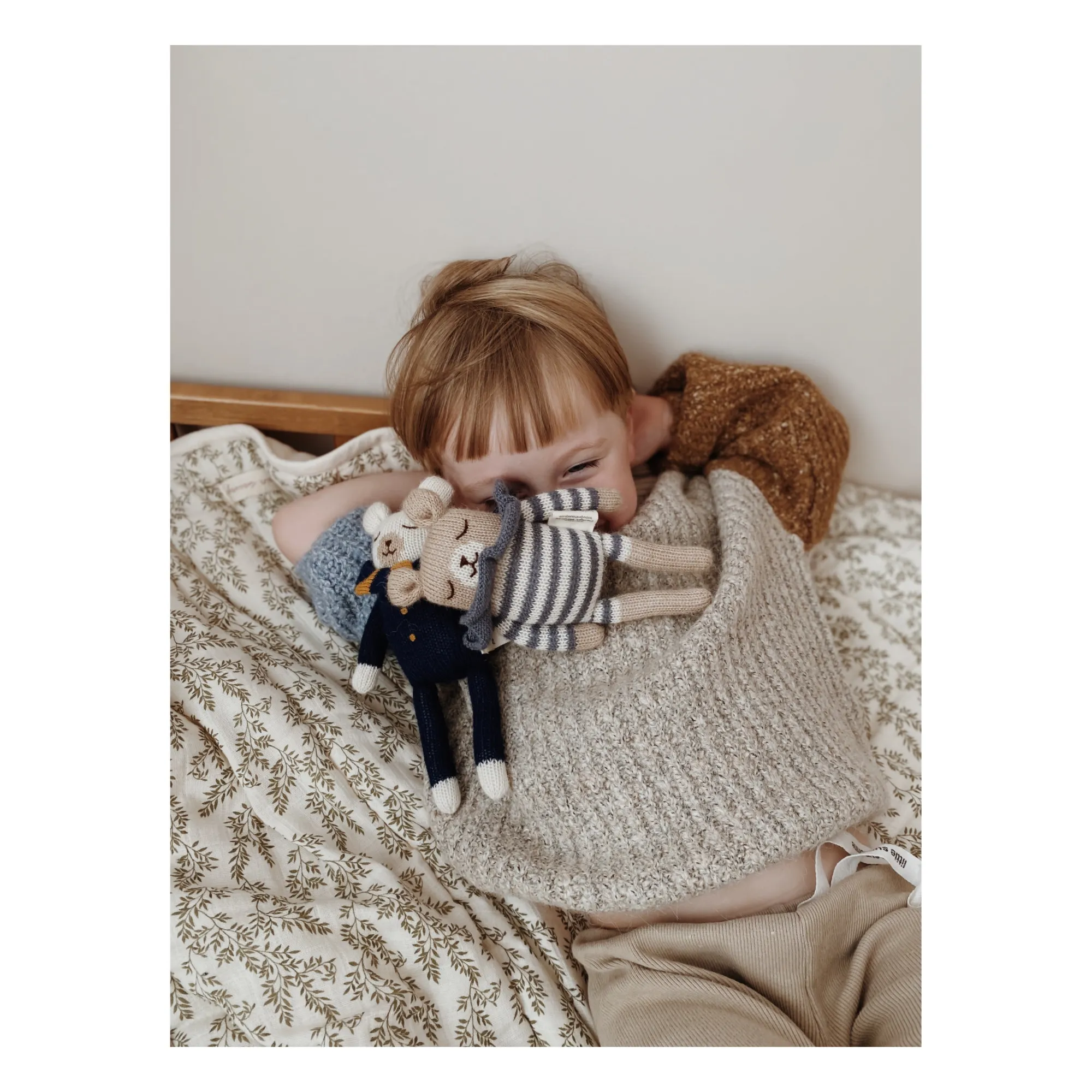 Doudou Ourson barboteuse rayée | Bleu- Image produit n°2