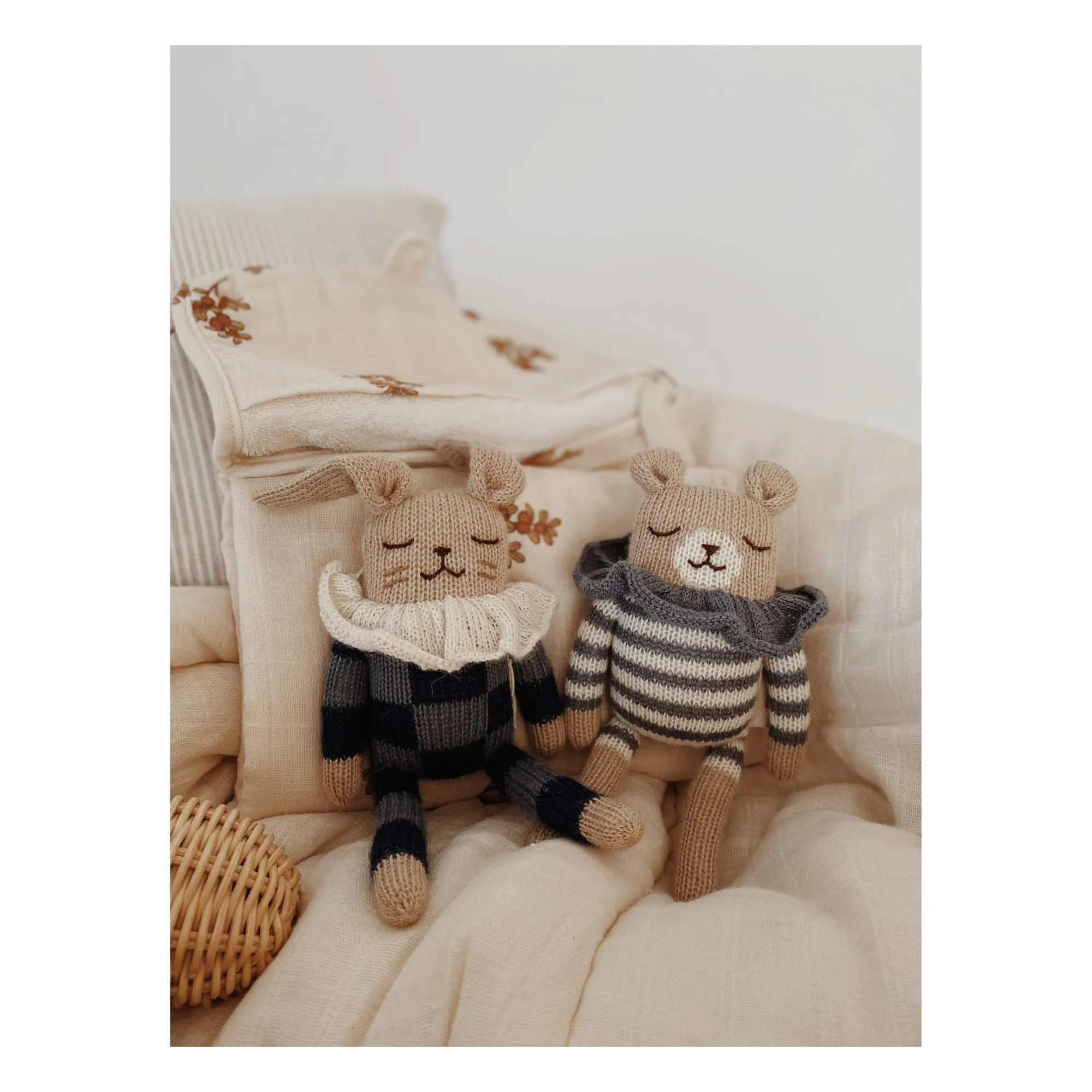 Doudou Ourson barboteuse rayée | Bleu- Image produit n°5