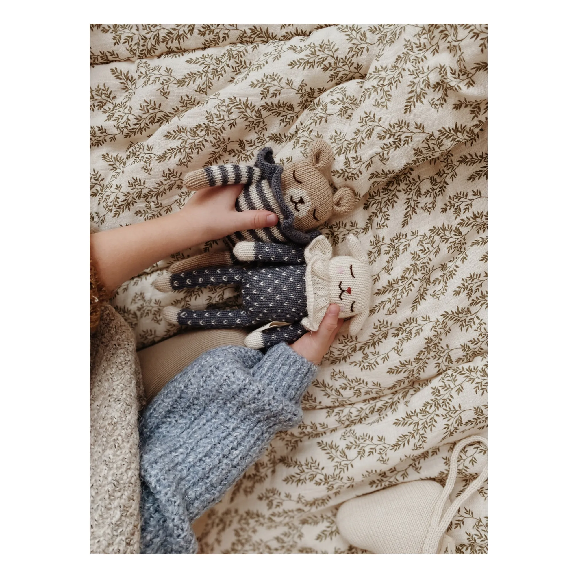 Doudou Ourson barboteuse rayée | Bleu- Image produit n°7