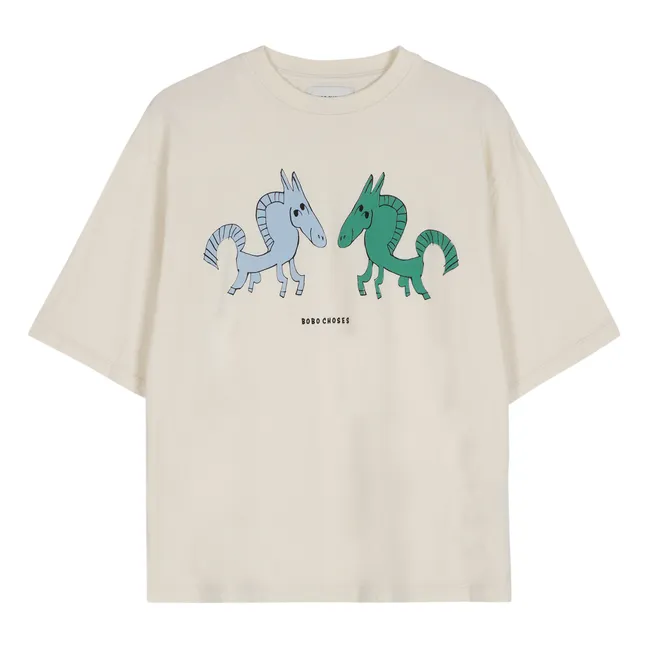 Maglietta in cotone organico Horses x Smallable | Ecru