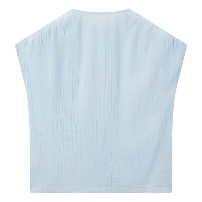 Cotton gauze blouse | Light blue