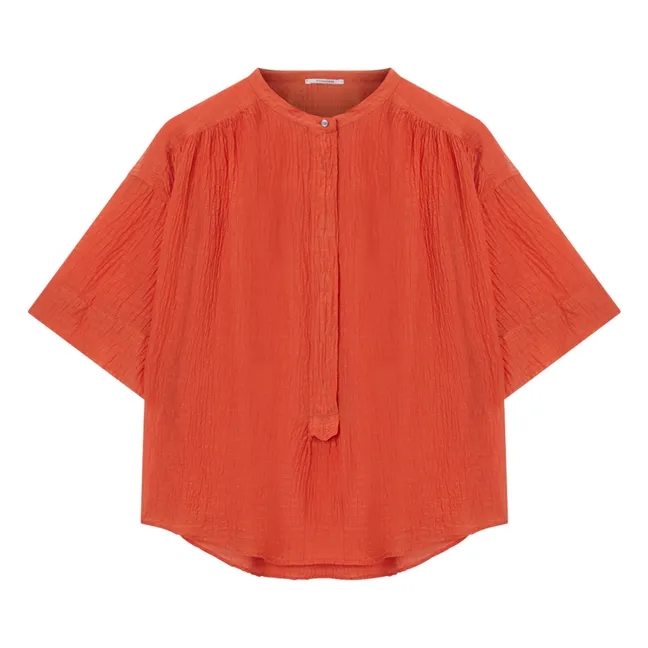 Cotton and silk blouse | Orange
