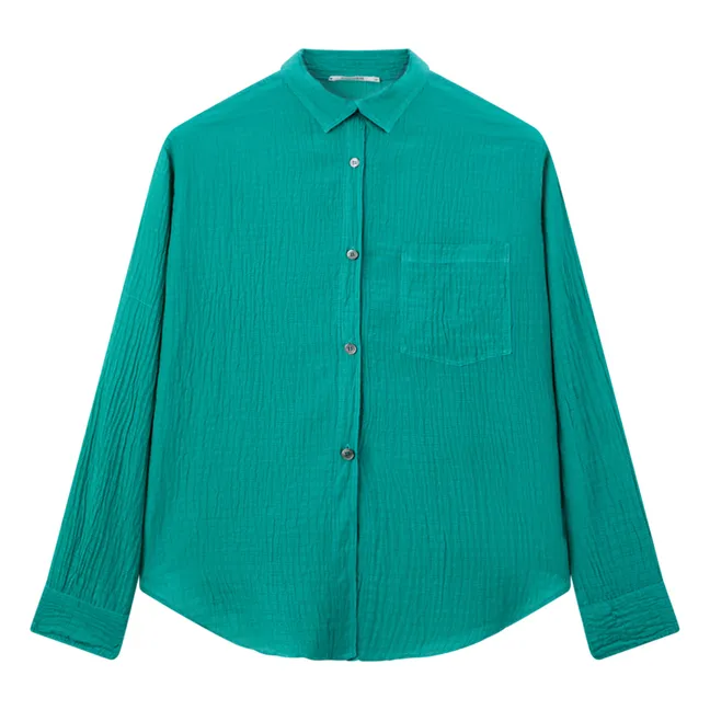 Camicia in cotone e seta | Verde