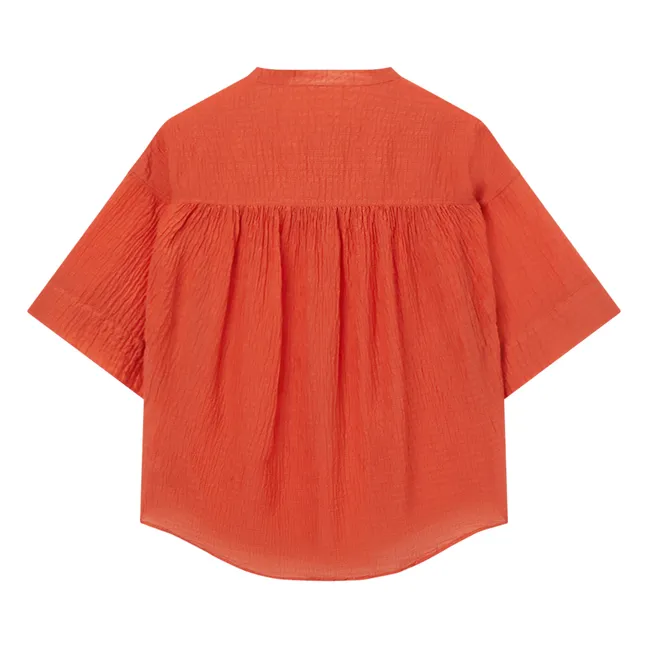 Blusa de algodón y seda | Naranja