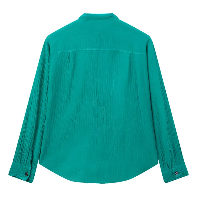 Camicia in cotone e seta | Verde
