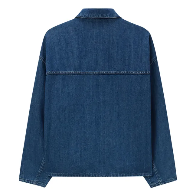 Denim-Jacke aus Baumwolle und Leinen | Blau