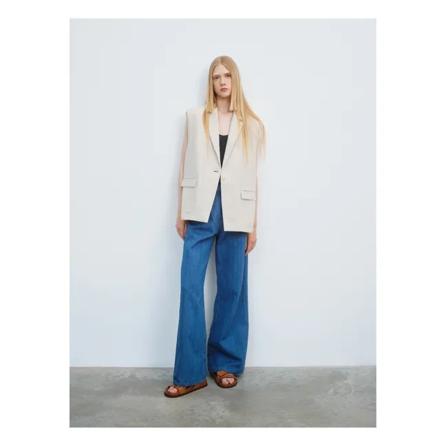 Denim cotton and linen trousers | Blue