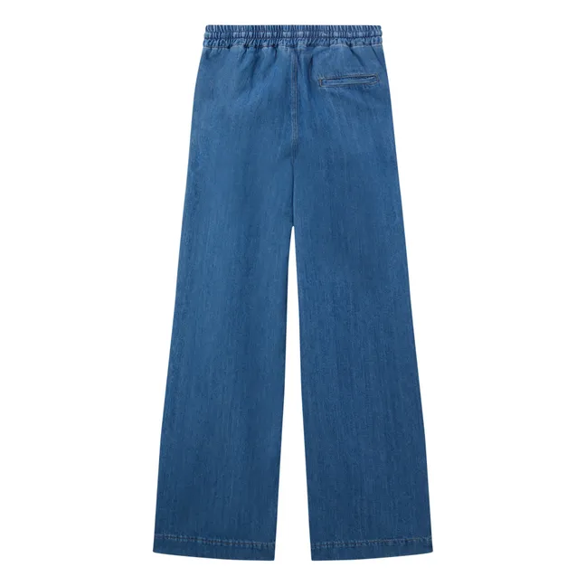 Denim cotton and linen trousers | Blue