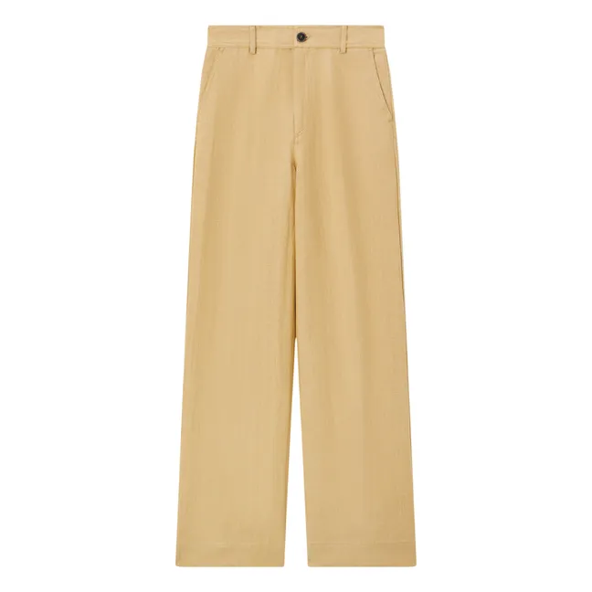 Linen and cotton trousers | Beige