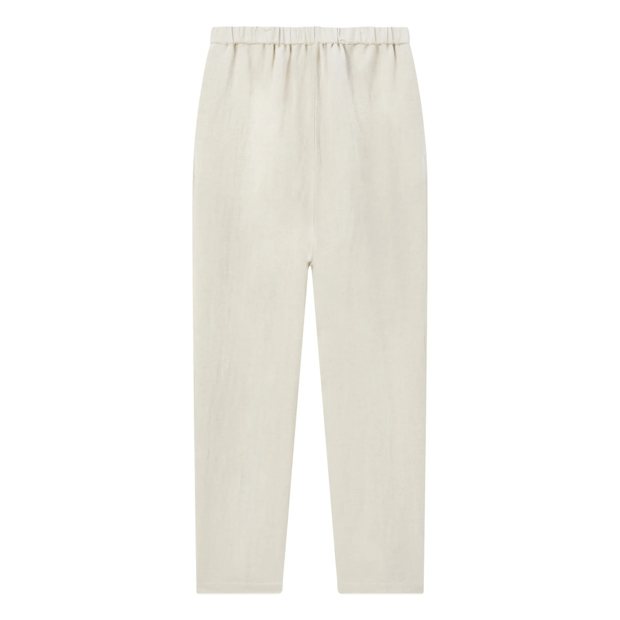 Pomandère White Linen And Cotton Elasticated Trousers