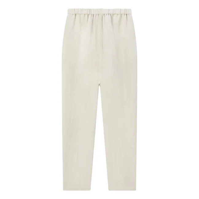Linen and cotton elasticated trousers | White