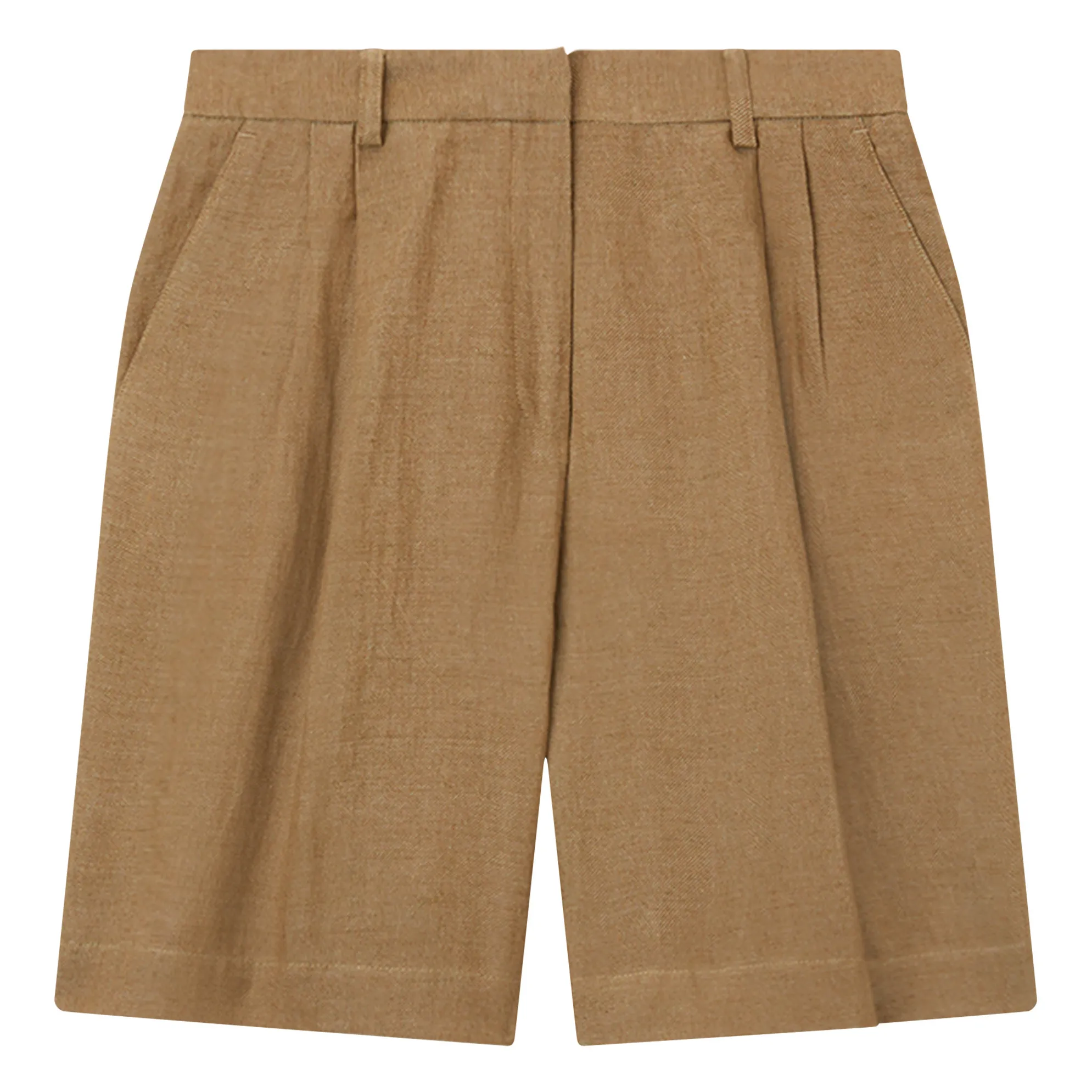 Pomandère Taupe Brown Linen And Cotton Bermuda Shorts