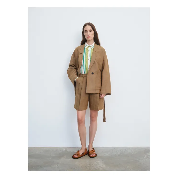 Bermuda Lin et Coton | Taupe- Image produit n°1