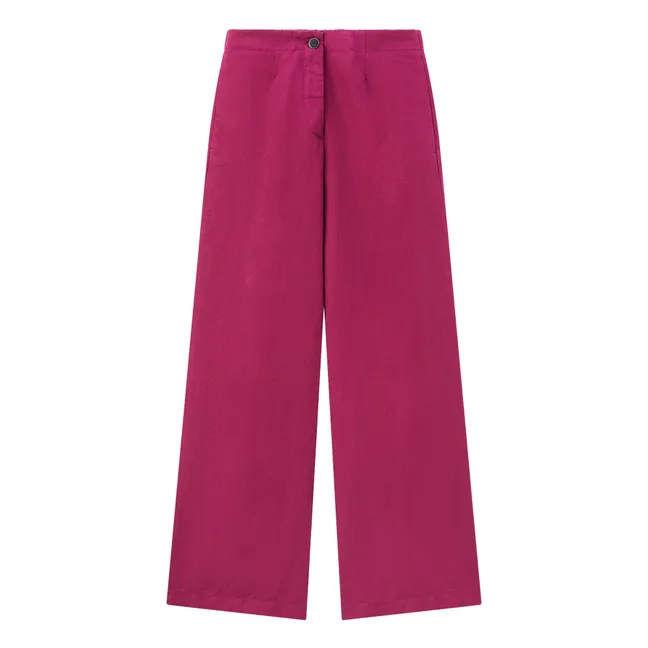 Cotton and linen trousers | Plum