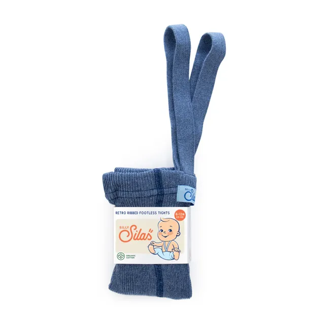 Collants à Bretelles Coton Bio Sans Pieds | Bleu azur