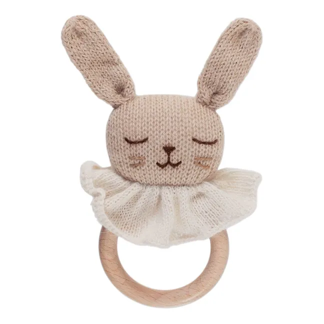 Wooden Rabbit Rattle | Beige