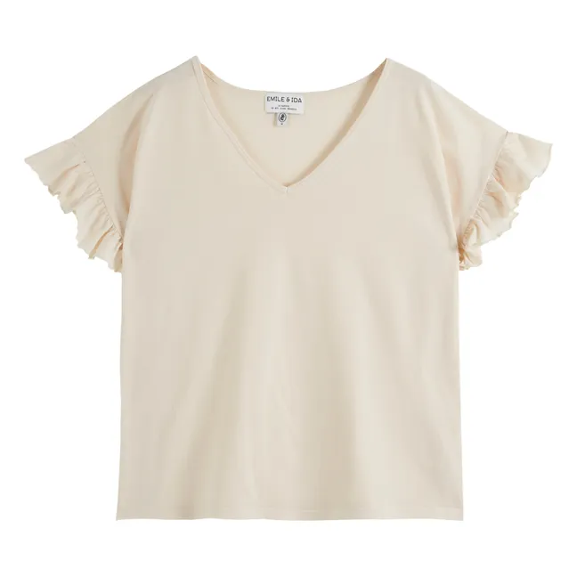 Camiseta de algodón ecológico Zabio - Colección Mujer | Crema