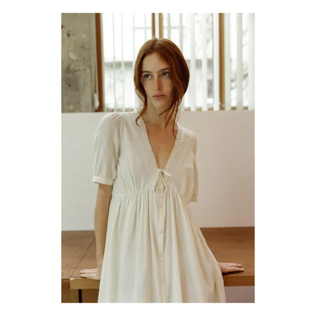 Ziele Embroidered Dress - Women's Collection | Ecru