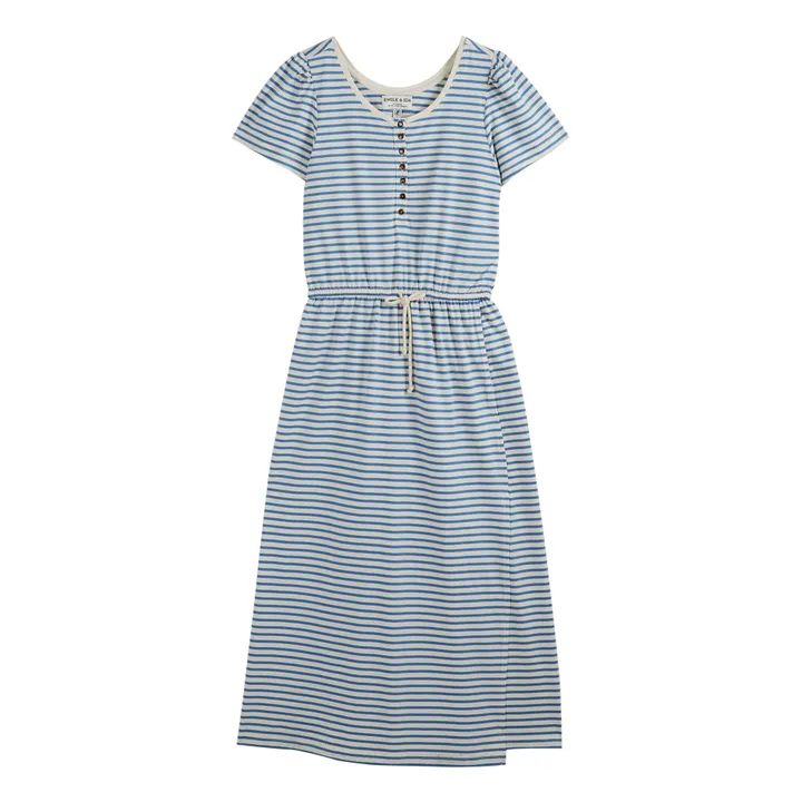 Robe Zivanna Rayures Coton Bio - Collection Femme | Bleu- Image produit n°0