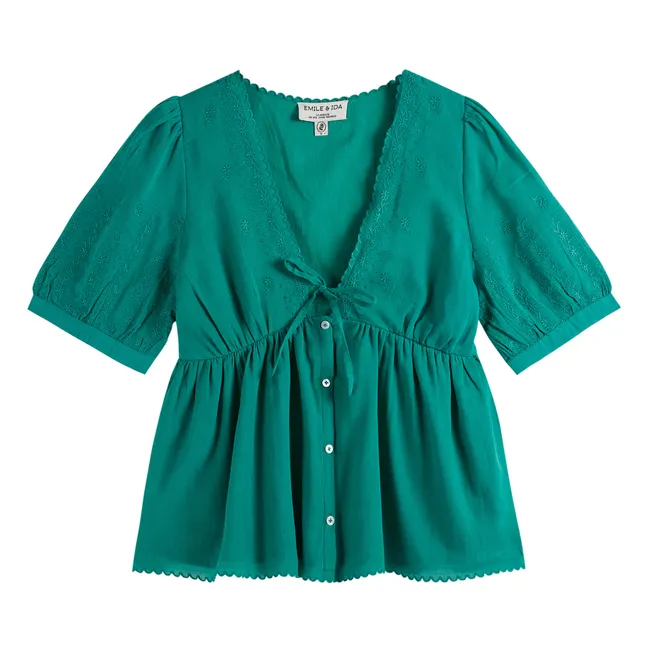 Zorica Embroidered Blouse - Women's Collection | Green