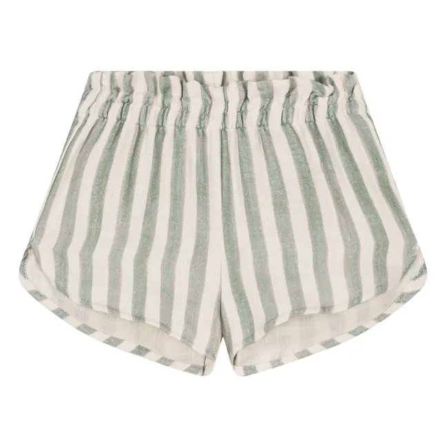 Pantalones cortos de georgette a rayas | Verde