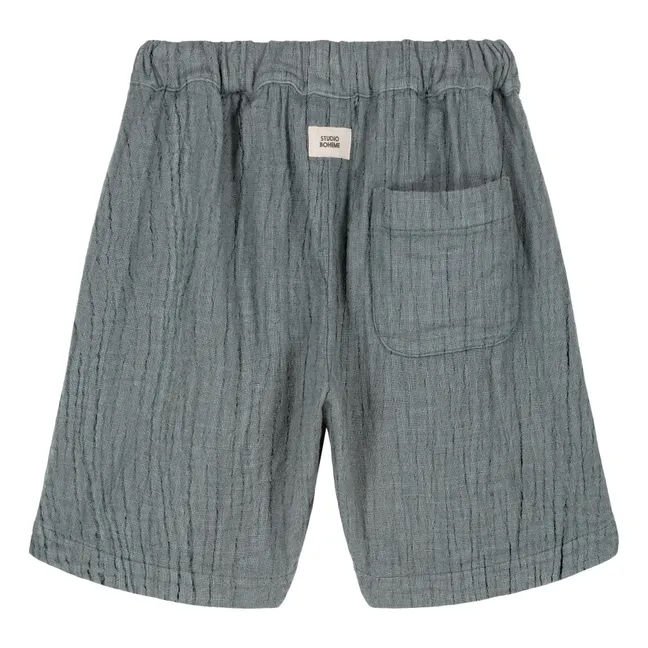 Bermuda shorts Basile Cotton gauze | Grey blue