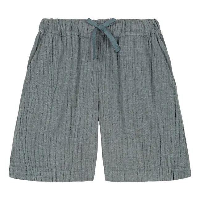 Bermuda shorts Basile Cotton gauze | Grey blue
