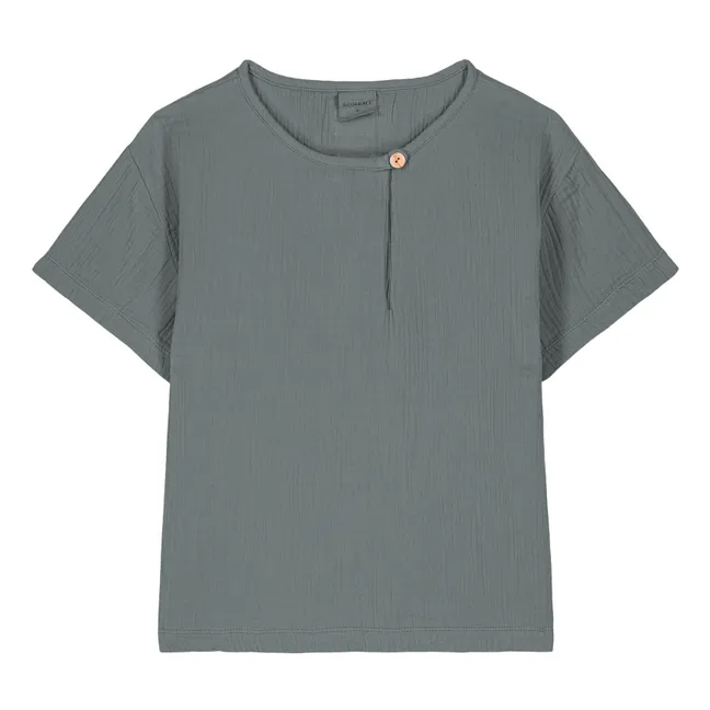 Orso Cotton Gauze T-shirt | Grey blue