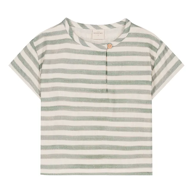 Orso Striped Cotton Gauze T-shirt | Green
