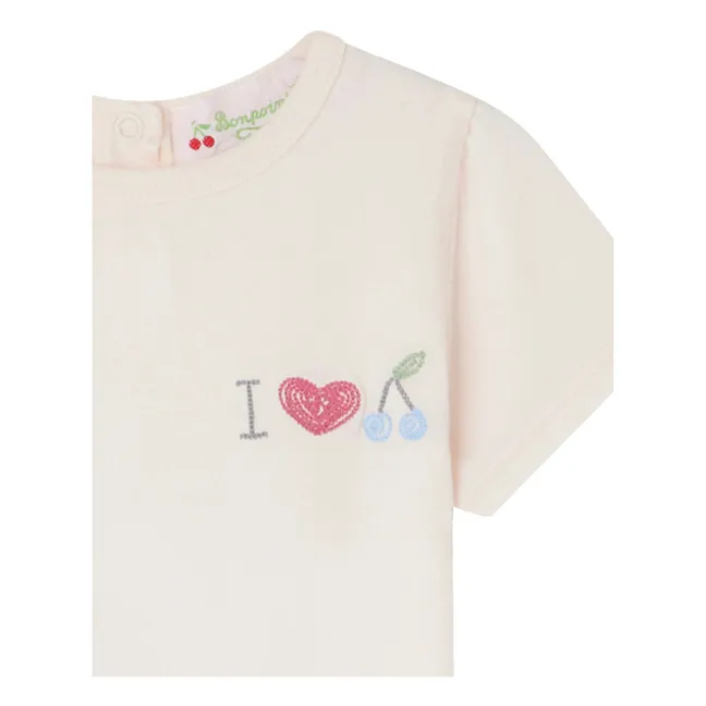 Camiseta bordada Cira | Rosa Polvo