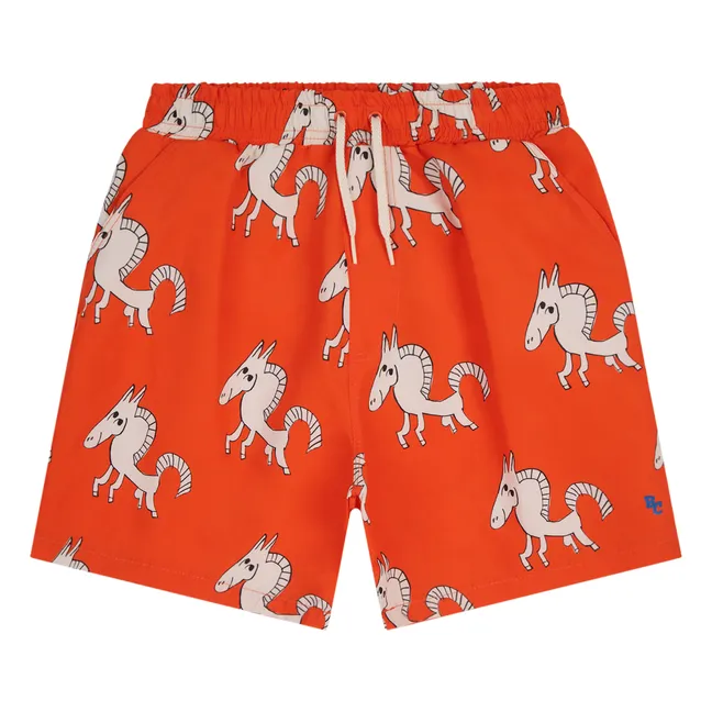 Exclusivo de Bobo Choses x Smallable - Pantalones cortos de baño White Horse | Terracotta