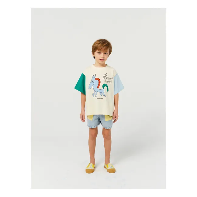 Exclusiva de Bobo Choses x Smallable - Camiseta bicolor Caballo | Crudo