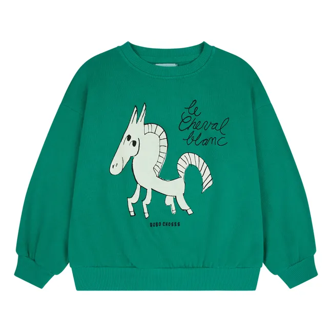 Exclusivo de Bobo Choses x Smallable - Sudadera de algodón orgánico Horse | Verde