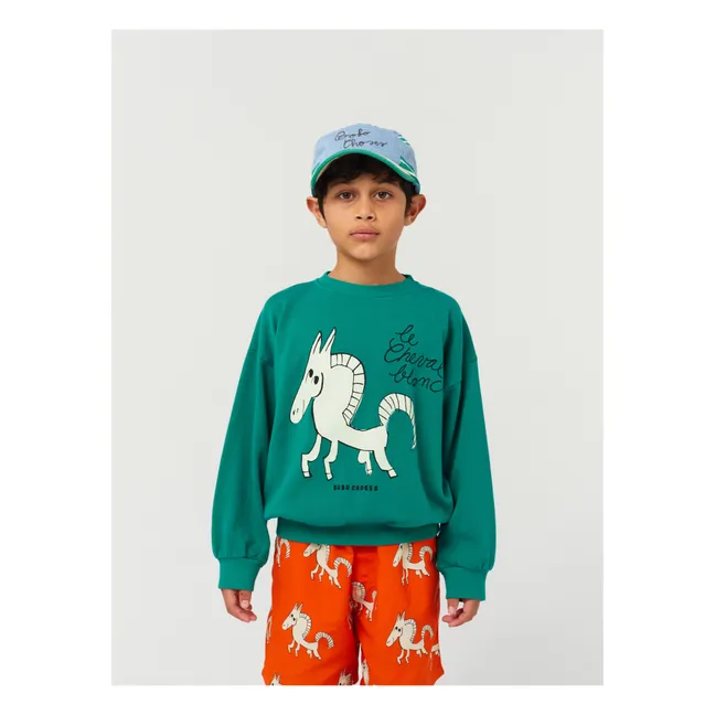 Exclusivity Bobo Choses x Smallable - Horse Organic Cotton Sweatshirt | Green
