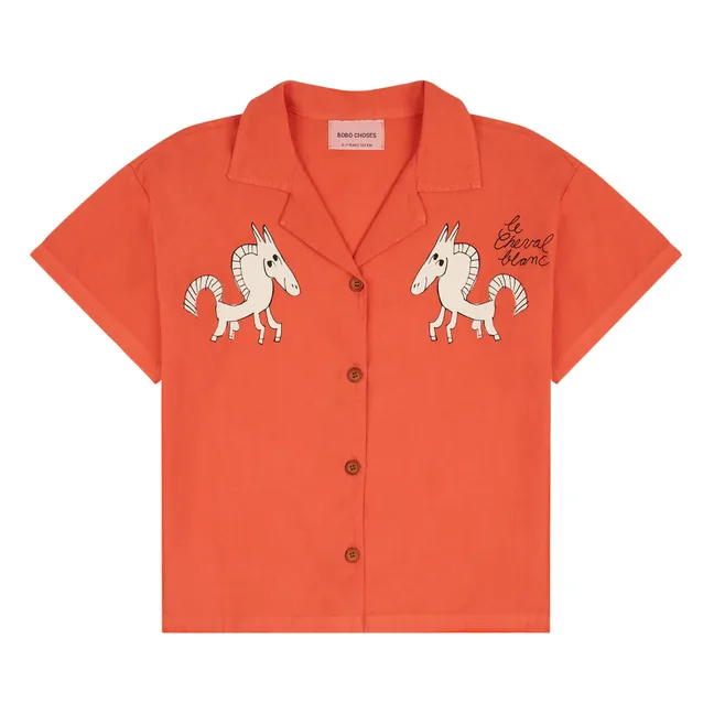 Exclusive Bobo Choses x Smallable - White Horse Shirt | Terracotta